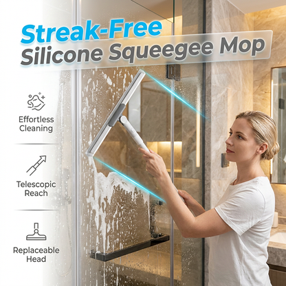 🧹 50% OFF NOW! ⏰ Portable Silicone Squeegee Mop with Rotating Head – Streak-free & easy rinse – Perfect for windows, mirrors or floors – lightweight and foldable for storage 💧