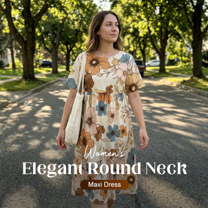 👗 60% OFF NOW! ✨ Women's Elegant Round Neck Maxi Dress – Flowy & lightweight – Perfect for summer parties, beach or casual elegance – soft and breathable 🌸