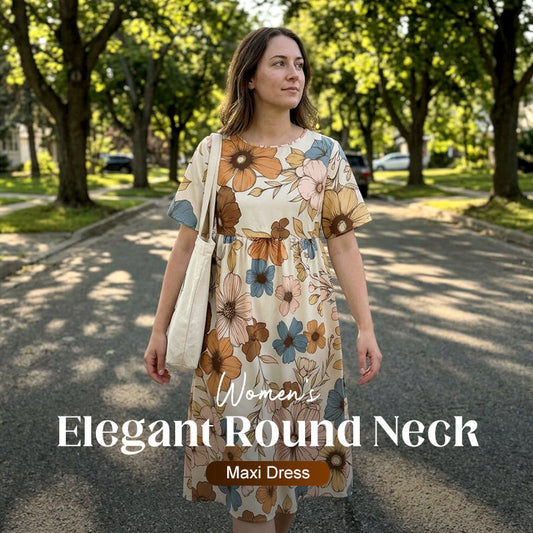 👗 60% OFF NOW! ✨ Women's Elegant Round Neck Maxi Dress – Flowy & lightweight – Perfect for summer parties, beach or casual elegance – soft and breathable 🌸