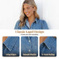 👚 60% OFF NOW! ✨ Women's Puff Sleeve Denim Blouse – Button-down, lapel collar & lightweight – Breezy cotton, perfect for summer days or casual chic – feminine and stylish 🌸