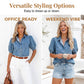 👚 60% OFF NOW! ✨ Women's Puff Sleeve Denim Blouse – Button-down, lapel collar & lightweight – Breezy cotton, perfect for summer days or casual chic – feminine and stylish 🌸