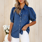 👚 60% OFF NOW! ✨ Women's Puff Sleeve Denim Blouse – Button-down, lapel collar & lightweight – Breezy cotton, perfect for summer days or casual chic – feminine and stylish 🌸