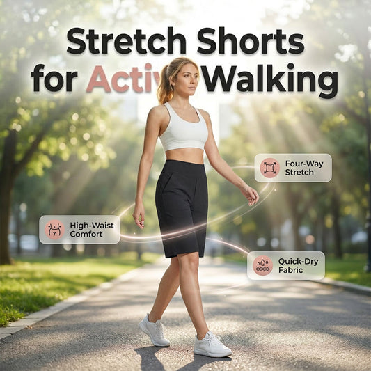 🩳 50% OFF NOW! ⏰ Comfortable Stretch Walking Shorts for Women – 4-way stretch & breathable – High-waisted, perfect for hiking, travel or daily wear 🌿
