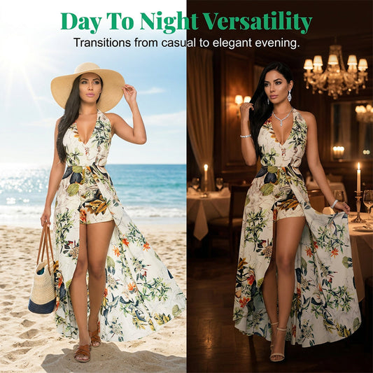👗 50% OFF NOW! 🌊 Elegant V-Neck Beach Skort Dress – Built-in shorts & lightweight – Flowy, breezy – perfect for seaside walks or summer parties – chic and practical 🌸