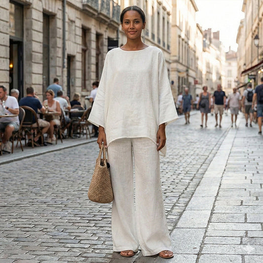 👚 60% OFF NOW! 🏖️ Women's Relaxed Co-ord Set – Loose-fit shirt & wide-leg trousers – Soft, comfortable & stylish – perfect for daily or holiday wear 🌿☁️