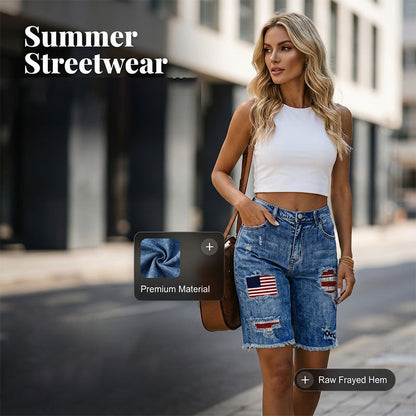 🩳 50% OFF NOW! 🌞 Summer Street Style Frayed Hem Jean Shorts – High-waist & relaxed fit – Distressed details, stretchy denim – perfect for casual days or festival vibes 🔥
