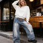 👖 60% OFF NOW! 🎁 Women's Asymmetrical Waist Wide-Leg Denim Jeans – Unique design & stretchy fit – Trendy silhouette, perfect for casual or dressy looks ✨