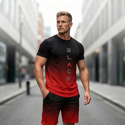 👕 70% OFF NOW! 🌈 Men's Gradient T-Shirt & Shorts Set – Soft, breathable & relaxed fit – Perfect for summer lounging or casual days – vibrant fade design 🩳