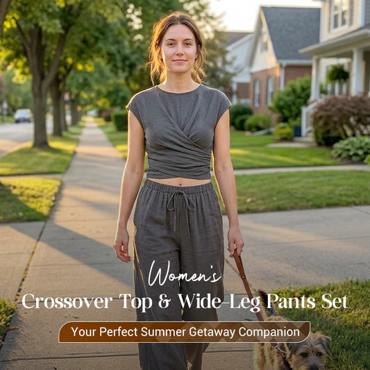 👚 60% OFF NOW! 👖 Women's Crossover Top & Wide-Leg Pants Set – Flowy, breathable & elegant – Perfect for summer, office or vacation – easy 2-piece style ✨