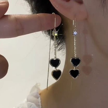 💎 50% OFF NOW! ❤️ Women's Elegant Double Heart Tassel Earrings – Sparkling & playful – Lightweight design, perfect for daily wear or party glam – romantic and chic ✨