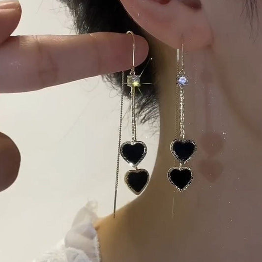 💎 50% OFF NOW! ❤️ Women's Elegant Double Heart Tassel Earrings – Sparkling & playful – Lightweight design, perfect for daily wear or party glam – romantic and chic ✨