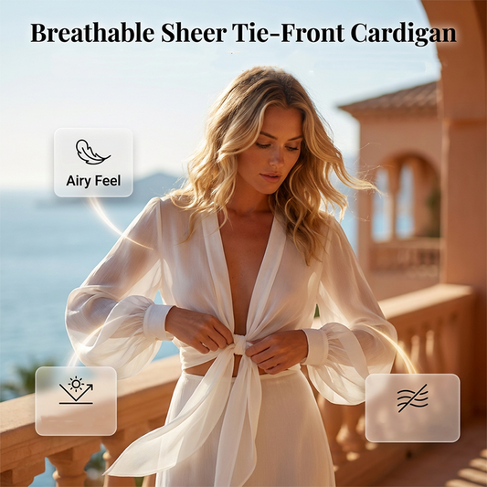 🧥 50% OFF NOW! 🌸 Women's Lightweight Chiffon Tie-Front Cardigan – Sheer & breezy – Perfect for beach cover-ups or summer layering – elegant and versatile 🌊