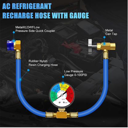 🚗 Save 50%! ❄️ R1234YF Charge Hose – Quick coupler, gauge & easy AC recharge ✨