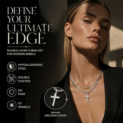 ✨ 50% OFF NOW! 💫 Double Layer Cross Chain Necklace – Gold/silver tone & adjustable – Versatile layering piece – perfect for daily wear or special occasions ⛓️