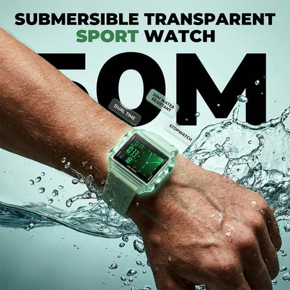 ⌚ 50% OFF NOW! 💥 Water-Resistant Transparent Digital Watch – 50M, luminous display & hybrid design – Perfect for sports & daily wear ✨