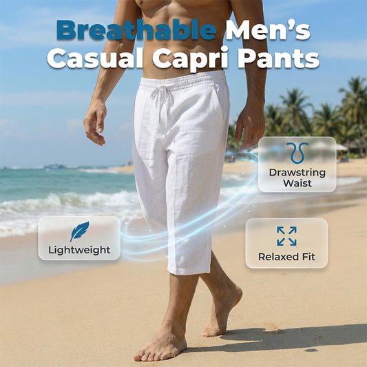 👖 50% OFF NOW! 🌿 Men's Breathable Linen Blend Capri Pants – Adjustable drawstring & deep pockets – Perfect for summer, travel or casual comfort – lightweight & versatile ✨☀️