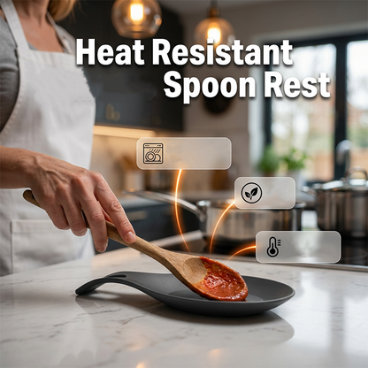 🍴 50% OFF NOW! 🔥 Heat Resistant Plastic Kitchen Spoon Rest – Non-slip & easy to clean – Holds spoons, spatulas or ladles – protects countertops from drips & stains 🧼