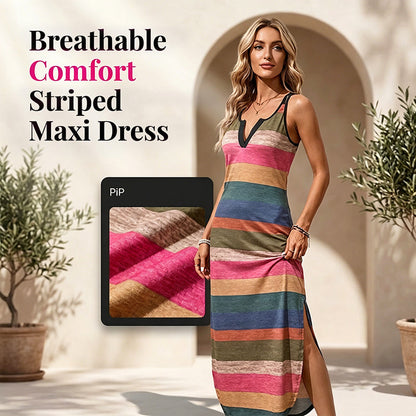 👗 50% OFF NOW! 🌊 Women's Breathable Comfort Striped Maxi Dress – Soft & flowy – Perfect for beach, vacation or casual summer days – easy, breezy style 🌸