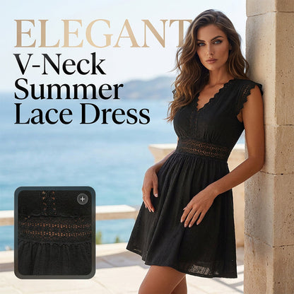 👗 50% OFF NOW! 🌸 Elegant Lace V-Neck Summer Dress – Lightweight & romantic – Perfect for beach, weddings or casual elegance – breathable and feminine ✨💃