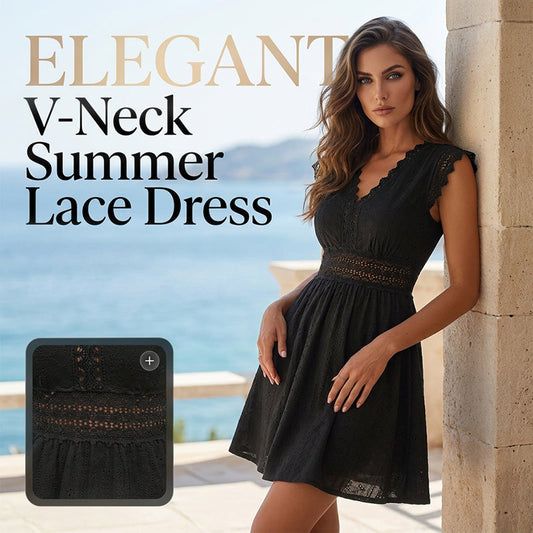 👗 50% OFF NOW! 🌸 Elegant Lace V-Neck Summer Dress – Lightweight & romantic – Perfect for beach, weddings or casual elegance – breathable and feminine ✨💃