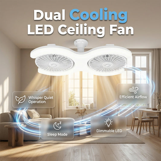 🌀 60% OFF NOW! 💡 Double-Head LED Ceiling Fan with Light – 3 speeds & remote control – 2 independent heads, perfect for large rooms – sleek and quiet ✨🏠
