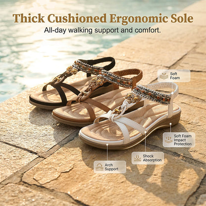 👡 50% OFF NOW! 🌸 Women's Comfortable Bohemian Flat Sandals – Cushioned & adjustable straps – Perfect for beach, travel or casual summer days – boho chic and lightweight ✨🌿