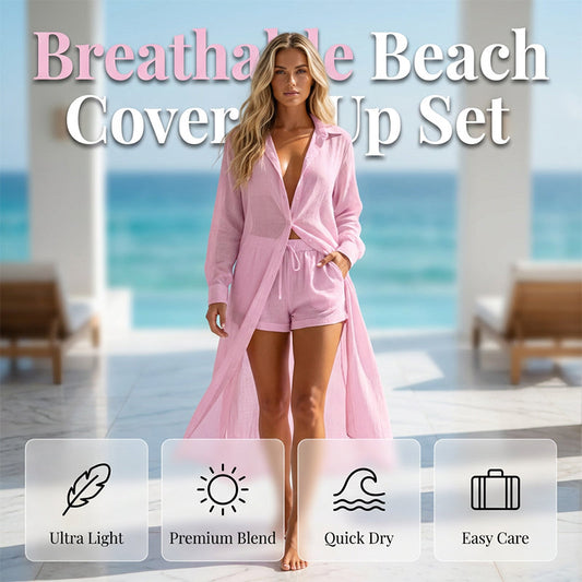 👗 50% OFF NOW! 🌸 Chic Sheer Long Shirt Set – Lightweight & elegant layering – Versatile 2-piece, perfect for summer or resort style – breathable and stylish ✨🌿