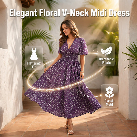 👗 50% OFF NOW! 🌸 Women's Elegant Floral V-Neck Dress – Lightweight & romantic – Perfect for spring, summer or garden parties – easy, feminine style ✨💐