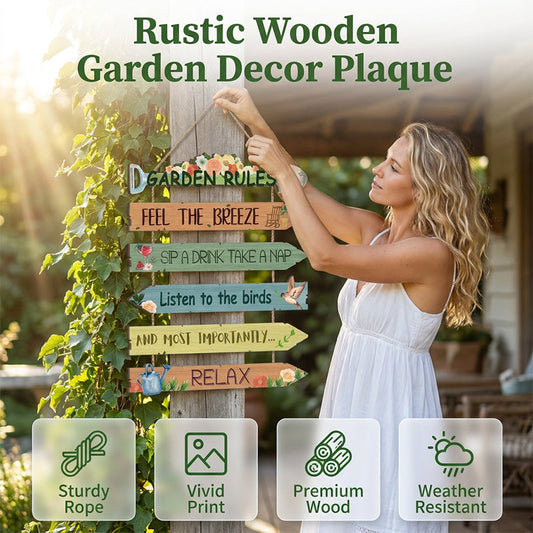 🏡 50% OFF NOW! 💖 Rustic Wooden Garden Hanging Sign – Charming wall décor plaque – Perfect for porch, patio or garden – weather-resistant & easy to hang 🌿✨🪵