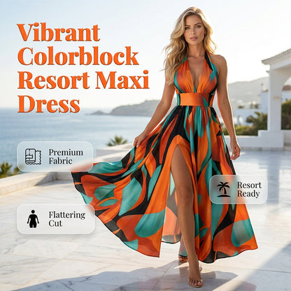 👗 50% OFF NOW! 🌸 Women's Halter V-Neck Side Slit Maxi Dress – Flowy & lightweight – Perfect for beach, weddings or summer nights – elegant and comfortable ✨🌊