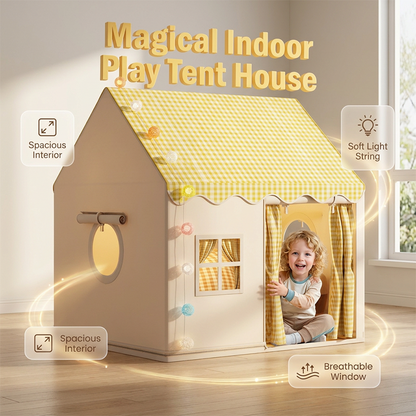 🏰 50% OFF NOW! ✨ Dream Play Tent for Kids – Fairy lights, roomy & gingham style – Perfect for imaginative indoor & outdoor play 🌟