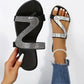 👡 50% OFF NOW! 🌸 Women's Rhinestone Flat Slide Sandals – Sparkly & cushioned – Easy slip-on, perfect for beach or everyday glam ✨🏖️