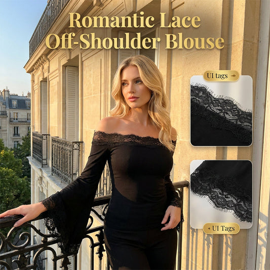 👚 50% OFF NOW! 🖤 Women's Chic Black Slim Fit Off-Shoulder Flare Sleeve T-Shirt – Soft & stretchy – Perfect for parties, date nights or chic casual looks ✨🌸