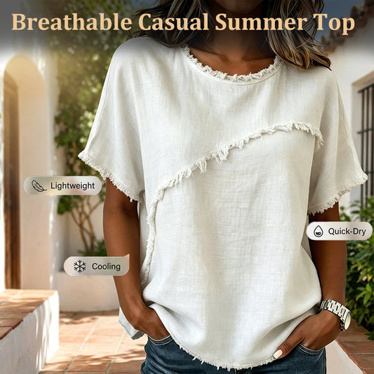 👚 50% OFF NOW! 🌸 Women's Summer Top with Raw Edge Paneling – Lightweight & breezy – Edgy detailing, perfect for casual days or beach outings – soft and comfy 🌊✨