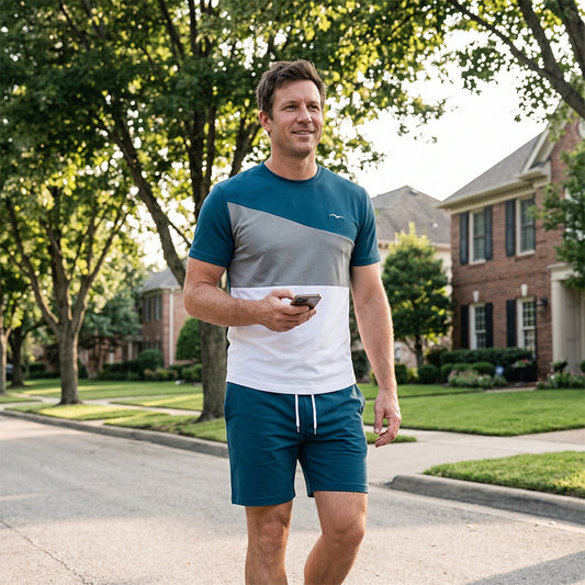 👕 50% OFF NOW! 🎨 Men's Color-Block T-Shirt & Shorts Set – Soft cotton & breathable – Perfect for summer, sports or lounging – stylish and comfortable 🩳✨
