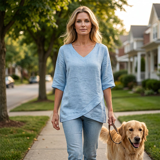 👚 50% OFF NOW! 🌸 Women's Breathable Casual V-Neck Top – Soft cotton & lightweight – Perfect for summer, layering or casual days – relaxed and versatile ✨🌿