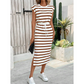 👗 50% OFF NOW! ✨ Women's Striped Drawstring Waist Split Midi Dress – Classic stripes & side slit – Breathable, perfect for summer or resort wear – stylish and comfortable 🌿🌸
