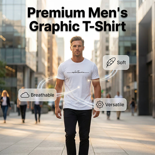 👕 50% OFF NOW! 🔥 Men's Summer Graphic Print Crew Neck T-Shirt – Minimalist script & athletic fit – Breathable cotton, perfect for casual or active days ✨🌿
