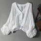 👕 50% OFF NOW! ☀️ Women's Lightweight Sun Protection Shirt – Deep V-neck, lantern sleeves & sheer layer – Breathable, stylish & perfect for summer layering 🌿