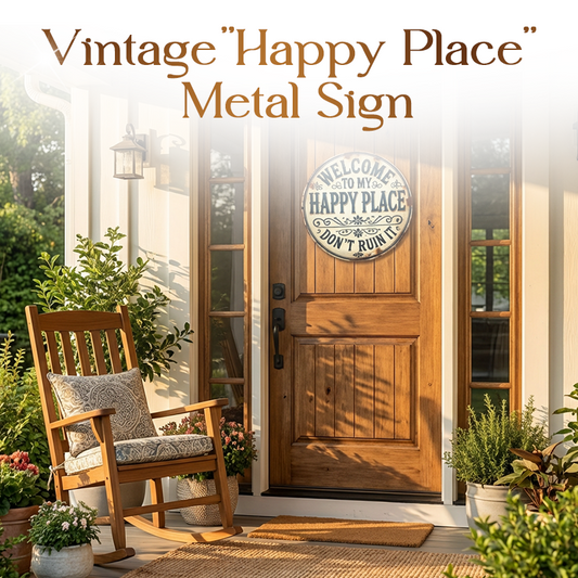 🏡 50% OFF NOW! ✨ Vintage "Happy Place" Metal Sign – Rustic design & weatherproof – Perfect for home, garden or office decor – brings warmth and personality to any space 🏠🌿