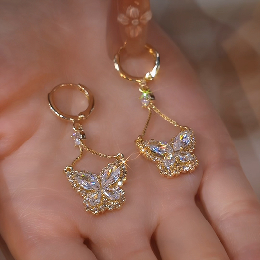 🦋 BUY 2 GET 1 FREE! ⏰ Elegant Butterfly Drop Earrings – Sparkling CZ & gold-plated – Lightweight, perfect for daily wear or gifting ✨💎