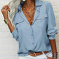 👔 50% OFF NOW! ✨ Women's Solid Lapel Long Sleeves Button-Down Shirt – Classic collar & chest pockets – Relaxed fit, perfect for work or casual layering 🌿💼✨