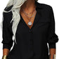 👔 50% OFF NOW! ✨ Women's Solid Lapel Long Sleeves Button-Down Shirt – Classic collar & chest pockets – Relaxed fit, perfect for work or casual layering 🌿💼✨