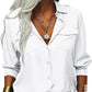 👔 50% OFF NOW! ✨ Women's Solid Lapel Long Sleeves Button-Down Shirt – Classic collar & chest pockets – Relaxed fit, perfect for work or casual layering 🌿💼✨