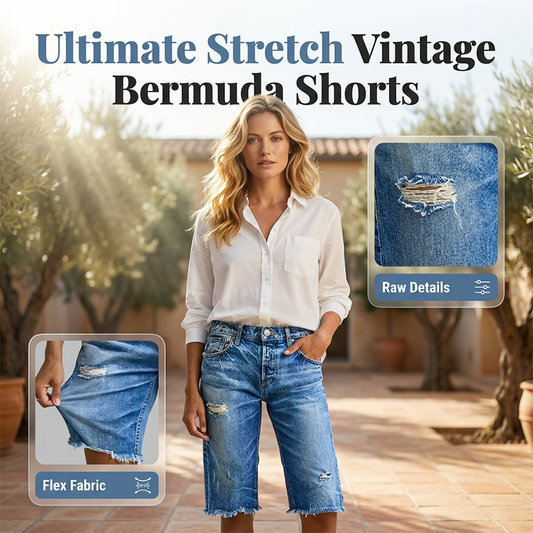 🩳 50% OFF NOW! 🩹 Women's Casual Distressed Denim Bermuda Shorts – Relaxed fit & raw hem – Perfect for summer, streetwear or laid-back days – soft and stretchy 🌸✨
