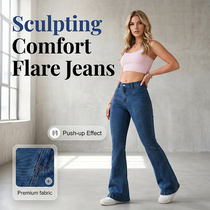 👖 50% OFF NOW! ✨ Women's Classic Slim Fit Stretch Flare Jeans – Micro-flare & vertical seams – Retro style with comfort stretch – perfect for daily or dressed-up looks 💙🌸