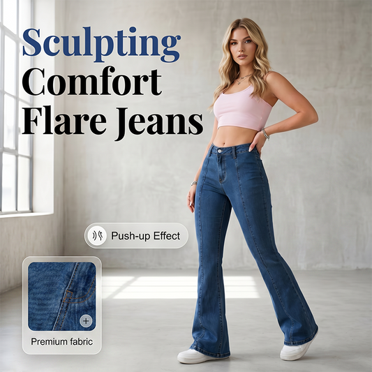 👖 50% OFF NOW! ✨ Women's Classic Slim Fit Stretch Flare Jeans – Micro-flare & vertical seams – Retro style with comfort stretch – perfect for daily or dressed-up looks 💙🌸