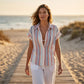 👔 50% OFF NOW! ⏳ Women's Striped Short-Sleeve Button Down Shirt – Breezy & classic – Perfect for summer, beach or casual office – relaxed and stylish 🌊✨