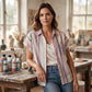 👔 50% OFF NOW! ⏳ Women's Striped Short-Sleeve Button Down Shirt – Breezy & classic – Perfect for summer, beach or casual office – relaxed and stylish 🌊✨