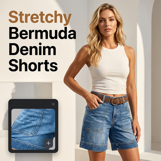 🩳 50% OFF NOW! 🌸 Stretchy Mid-Rise Bermuda Shorts – Cargo pockets & all-day comfort – Perfect for summer, travel or casual days – breathable and versatile 🌿💪✨